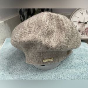 Braxton Beige Knit Beret with Gold Logo